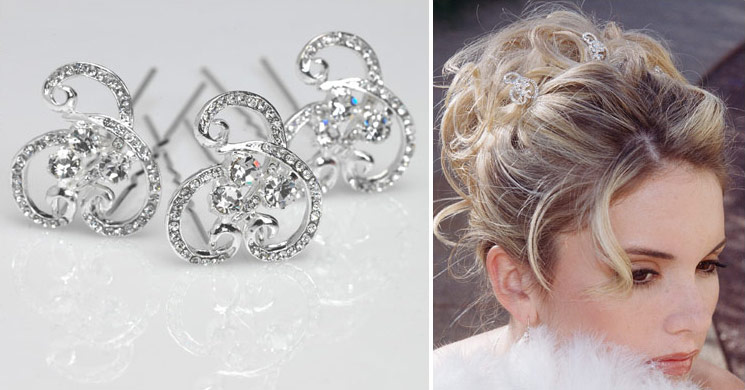 Pave rhinestone swirl hairpins