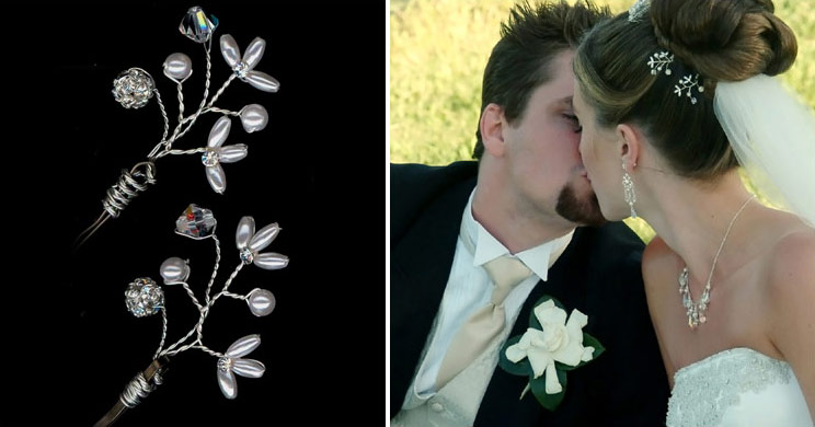 Swarovski crystals, pearls and pave rhinestone cluster hairpins